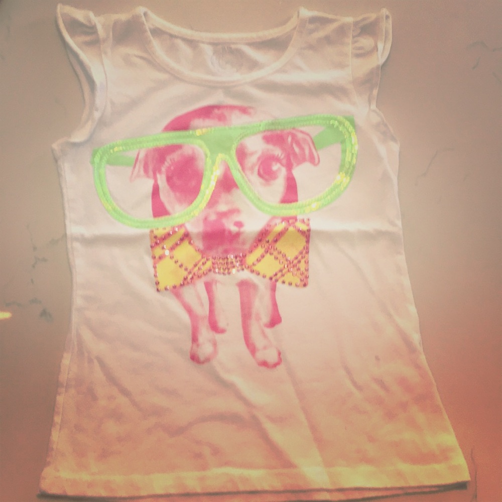 White T-shirt ruffle short sleeve